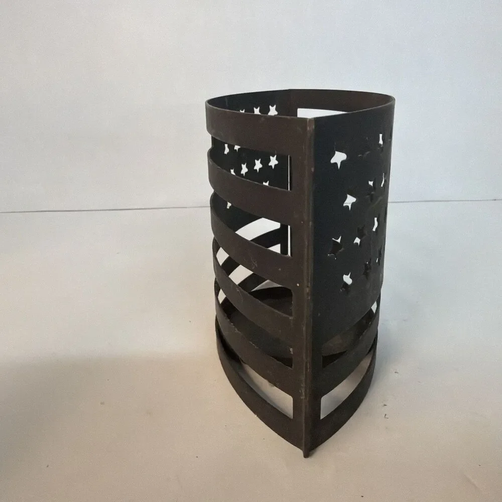 Metal USA Flag Decor Patriotic 4th of July Candle Holder Americana